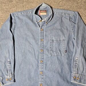 Dickies Shirt Mens XL Button Down Blue Denim Western Cowboy Work Shirt Outdoors